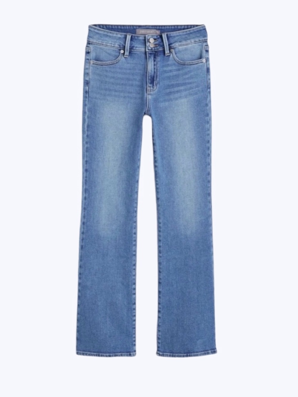 NWT JUST USA Marie High Rise Double Button Slim Bootcut Indigo Blue Size 4/27